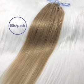 GOOFIT 18" Micro Loop Hair Extensions Real Human Hair Extensions Double Rings - 1g/s 50s/pack - (18" #16 Honey Blonde)