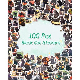 AOWDIAO 100 Pcs Black Cat Stickers Cute Cat Gifts Vinyl Cat Sickers for Water Bottles Laptop