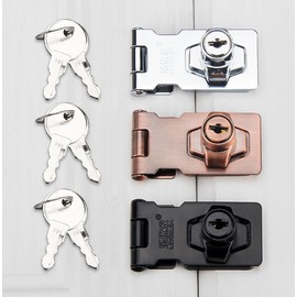 Keyed Safety Padlock Hasp Hinge for Furniture Doors and Drawers Door Lock 4 inch (Bronze) 3ea