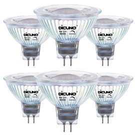 DiCUNO MR16 LED Bulb Dimmable, 60W Equivalent, 6000K Daylight White, GU5.3 Base Bulb 6W, 40 Degree Beam Angle, 650LM, 12V AC/DC, Landscape Light Bulb Spotlight Lighting, 6 Pack