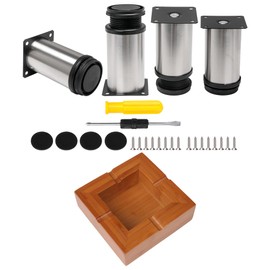 BQLZR 4 Pieces Adjustable Height Furniture Leg 3.94"-4.53" Kit 55.12 lbs Single Load