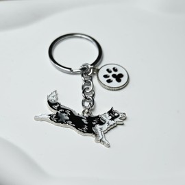 BT Bear Dog Key-ring Keychain,DO ID Tag Cute Metal Dog Keychain Keyring Keyfob Bag Charm,Border Collie