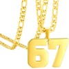 PAURO Unisex's Number Athletes Number Pendant Sport Necklace Gold 67