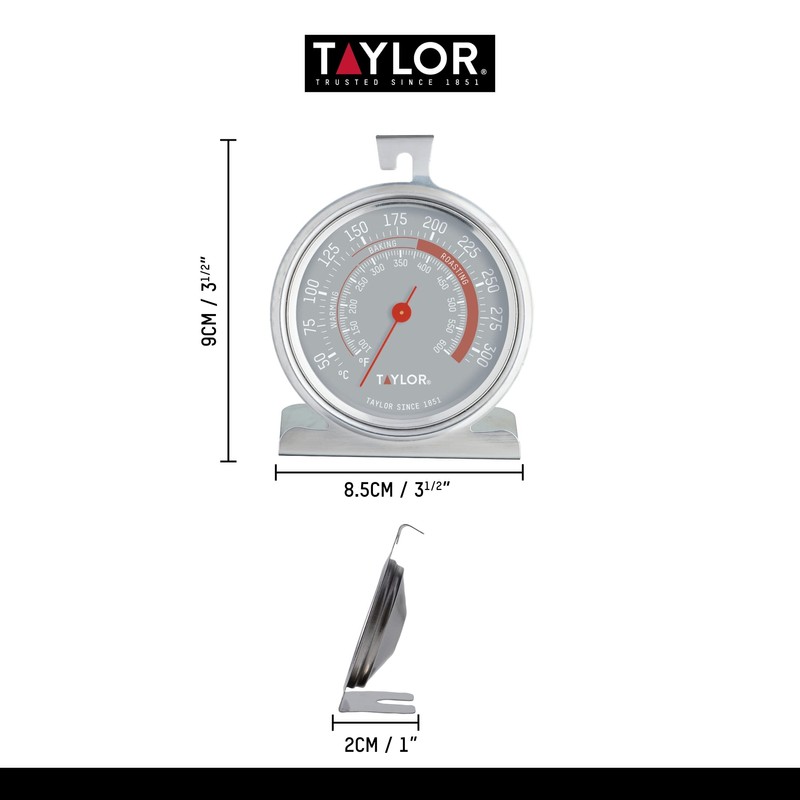 TAYLOR TYPTHOVEN Pro Oven Thermometer, Stainless Steel, 9 x 8.5