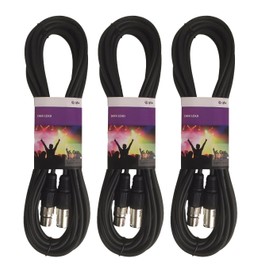 3 x QTX 6M DMX Lighting XLR Signal Cable Lead