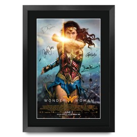 HWC Trading Wonder Woman 2017 Gal Gadot 16 x 12 inch Gifts Printed Poster Signed Autograph Picture for Movie Memorabilia Fans - 16" x 12" Framed