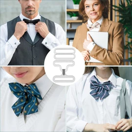 30 Sets Bow Tie Clip, Hardware Bow Tie Clip, Fly Clip Hardware, Tie Clip, Bow Tie Clip, Hook Closure, Bow Tie Hardware Tie Clip for Tie Straps (Black, Silver, Gold), Black, silver, gold