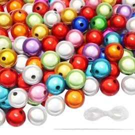 TOAOB Pack of 100 Acrylic Reflective Beads Wonder Beads 10 mm Illusion Beads for Bracelets Necklaces Jewellery Making Pretty Under Light