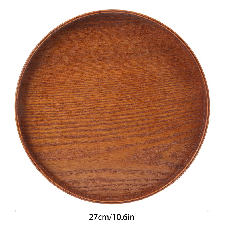 Wooden Round Tea Cup Tray Coffee Plates Holder Serving Tray