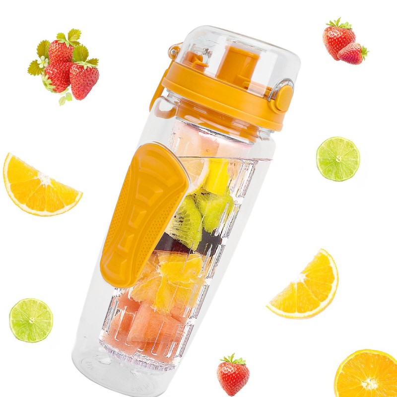 Fruit Infuser Water Bottle Anti Slip Grip Flip Top Lid