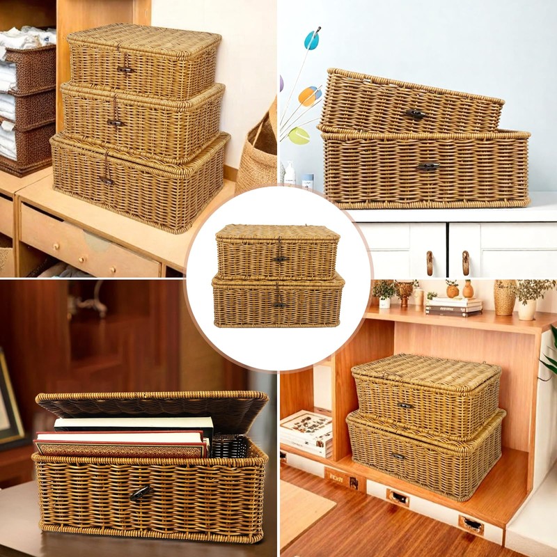 SereneJoy Handcrafted Storage Baskets with Lids - Perfect for Toys,
