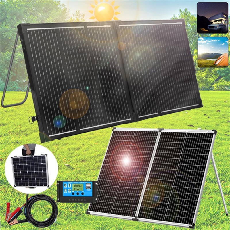 DUOERLAN 300W 12V Mono Foldable Solar Panel Suitcase w/30A Controller