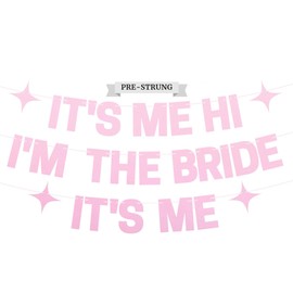 Pre-Strung It's Me Hi I'm The Bride It's Me Banner - No DIY - Pearl Pink Bachelorette Party Banner - Pre-strung on 8 ft Strand - Taylor Themed Bachelorette Party Decorations. Did We Mention No DIY