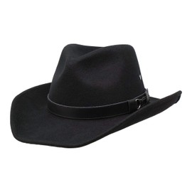 Borges & Scott Forester – Western Style Wool Felt Hat - Water Resistant – Wired Mouldable Brim - Black 56cm - (Small)