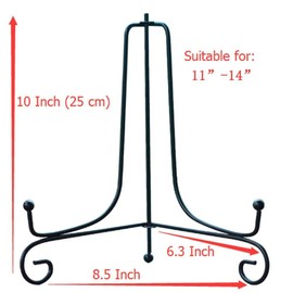 (4 Pack) Iron Display Stand, Black Iron Easel Plate Display Photo Holder Stand, Displays Picture Frames,Decorative Plates and Art 10 Inch