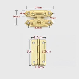 WOOLUCK 16 Sets Antique Decorative Hasp, Box Latch and Hinges with Antique Screws, Retro Hasp Latches, Antique Small Hinges