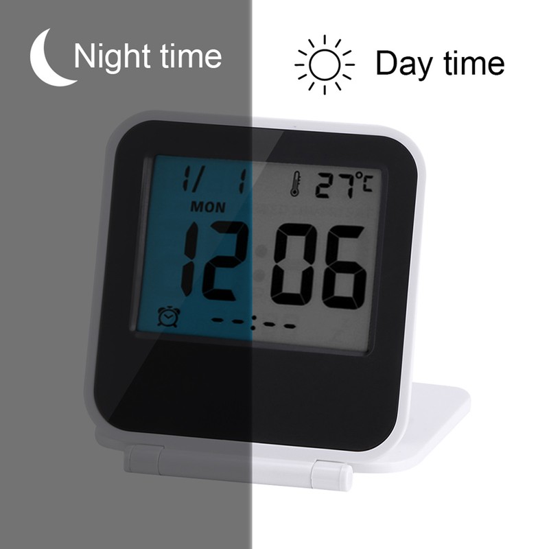 Portable Foldable Tabletop Travel Digital Alarm Clock with Temperature Calendar