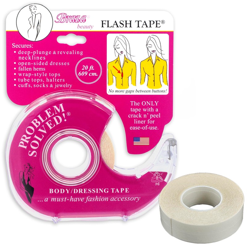 Braza Flash Tape - Double Sided Clear Adhesive Clothing, Fabric