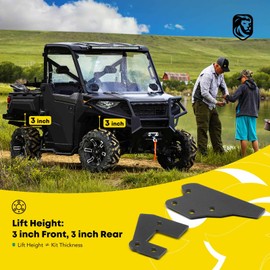 YHTAUTO 3 inch Front and 3 inch Rear Full Leveling Lift Kit w/Hardware Compatible with Polaris Ranger 570, Ranger Crew XP 900/1000, Ranger XP 900/1000, Brackets Suspension Leveling Kit Set of 8