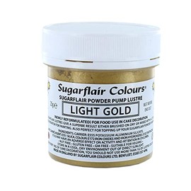 Sugarflair Light Gold E171 Free Edible Glitter Dust Powder Pump Refill - Food Colouring Powder, Edible Colour Dust, Brush On or Add Rejuvenator for a Paint Effect - 25g