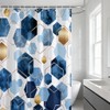 Indigo Gold Geometric Honeycomb Shower Curtain Water-Resistant Polyester Bath Curtain