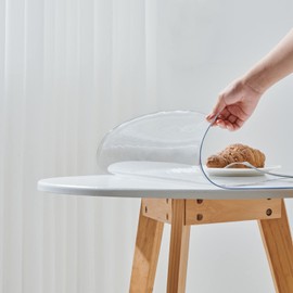 Leffora 14 Inch Diameter Clear Round Table Protector, 1.5mm Thick Waterproof Oil Proof Plastic Table Cover Tablecloth Protector Circle Table Pad Placemat for Coffee Table Night Stand End Side Table