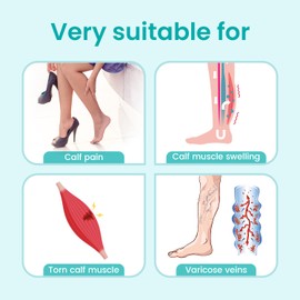 Calf Brace Leg Compression Sleeve for Torn Calf Muscle,Adjustable Calf Support Wrap Bandage for Calf Strain,Swelling,Cramps,Varicose Vein,fit Men & Women,Added Elastic Band for Relieve Calf Pain -L/XL