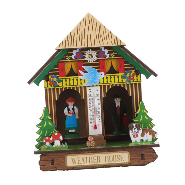 KONTONTY 1Pc Indoor Barometer Wall Hanging Weather House Thermometer Hygrometer