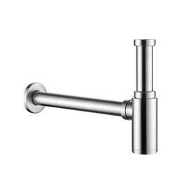 ZYNUHMO Siphon Washbasin, Drain Pipe with Cleaning Opening – Universal Drain Pipe 1 1/4 Inch – Odour Trap, Stainless Steel, Brushed
