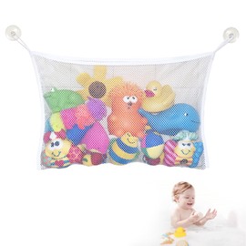 10 Pcs Bath Toy Storage Net, Bathroom Toy Storage Mesh with 2 Suction Cups, Hanging Quick Drying Toys Accessories Organiser Bag for Keeping Bathtub Water Toys Mold Free (White)