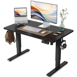 YIHAYO Low Height Adjustable Desk, Lifts 18.1-28.3 Inches, Electric Standing Desk for Short People, 40 x 24 Inches Computer Table with Splice Board for Home Office, Black