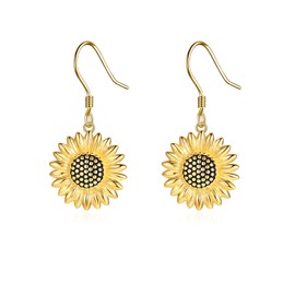 Sunflower Drop Dangle Earrings 925 Sterling Silver Sunshine Earring Sunflower Jewelry for Women