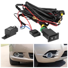 Fog Light Wiring Kit, 12V Universal Car LED Fog Light Lamp On Off Switch Wiring Harness Relay Kit for Auto Truck Off Road