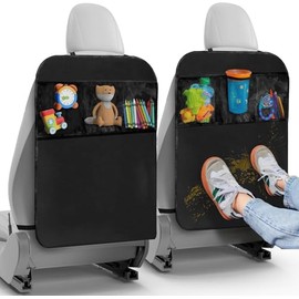 2 Pieza Protector del Asiento para Coche, Protector de Asiento Trasero con Organizador de Almacenamiento de 3 Bolsillos, Protector de Asiento de Coche Impermeable para SUV Sedán Camión