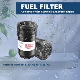 USUCRRE FF63009 Fuel Filter Compatible with Cummins B- and L- Series Diesel Engines Replaces for Fleetguard FF63009 FF63008 5303743 FH22168