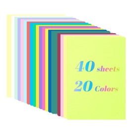 40 Pack Colored Cover Cardstock, 8.5 x 11 Inch, 20 Assorted Colors, 180 GSM / 65 lb Thick Construction Paper for DIY Crafts, Card Making, Scrapbooking, Cricut, School Supplies, Printer & Office Use
