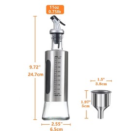 JoalGfda Botella dispensadora de aceite de oliva, 2 piezas de vidrio de 300 ml, dispensador de aceite/vinagre de acero inoxidable, recipiente de salsa de soja para cocina, sin BPA(300ml)