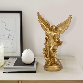 San Miguel Arcangel Statue St. Michael Statue 5.2in Small Saint Michael Statue Gold St Michael The Archangel Statue Archangel Michael Statue Collection Christian Catholic Figurines Angel Sculpture