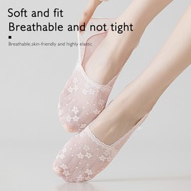 No Show Socks For Women - Floral Lace Invisible Mesh Breathable Low Cut Anti Slip Soft Short Socks for Flats Sneakers 3/6 Pairs