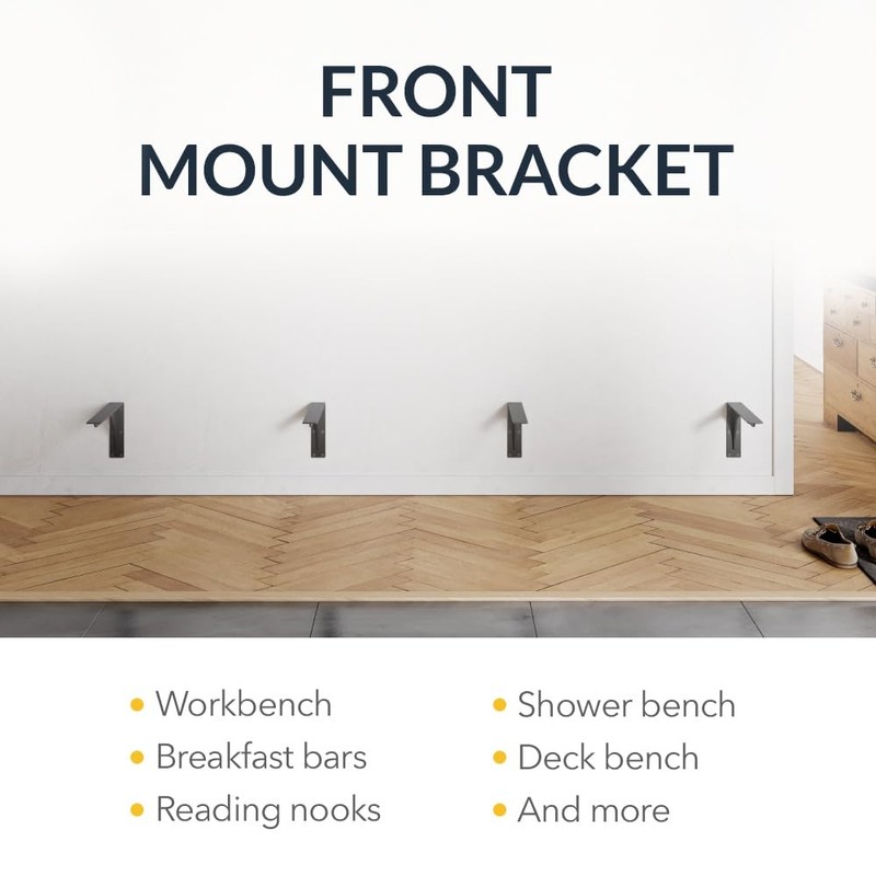 IRONSUPPORTS.COM Iron Supports Front Mount Heavy-Duty Bench Bracket - Wall