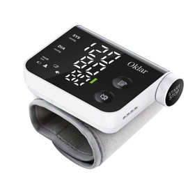 Oklar Blood Pressure Monitor Wrist Automatic Digital Blood Pressure Machine LED Large Screen Display for Home Use 2 Users Mode with Portable Storage Bag Black