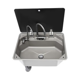 LyeXD 19.69 * 14.92 * 6.57in RV Kitchen Sink, Stainless Steel Single Bowl Sink Drop-in RV Sink with Faucet & Drain Pipe, Portable Compact Sink for RV with Multiple Accessories for RVs, Yachts, Bars