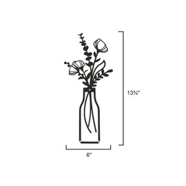 Buxiffod Wrought Iron Vase Wall Decor - Metal Flower Wall Decor for Living Room, Bedroom or Kitchen 13.8x6.1 Inch