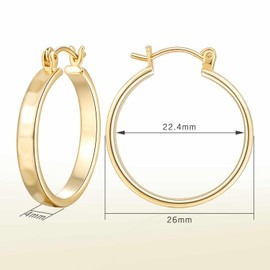 AIGAMIT 14K Gold Hoop Earrings for Women Trendy Gold Earrings Polished Gold Chunky Hoop Earrings Classic Dainty Gold Earrings Hoops for Women, 26mm*4mm