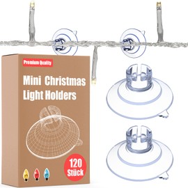Paquete de 120 mini ventosas para luces de hadas, 30 mm pequeños ventosas transparentes para luz de Navidad, soportes de cadena de luz, ganchos de cuerda para ventana de ventosa clips para colgar decoraciones de Navidad de temporada