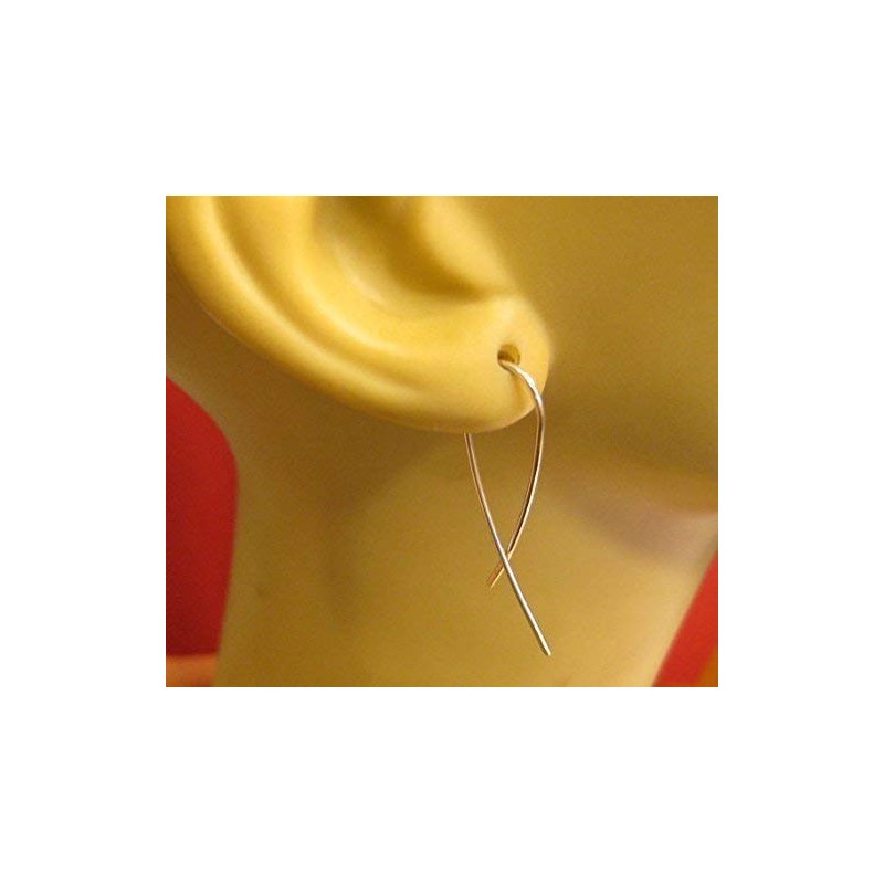 Thread Through Hoops, Wishbone Shaped Silver Threader Dangle Earrings