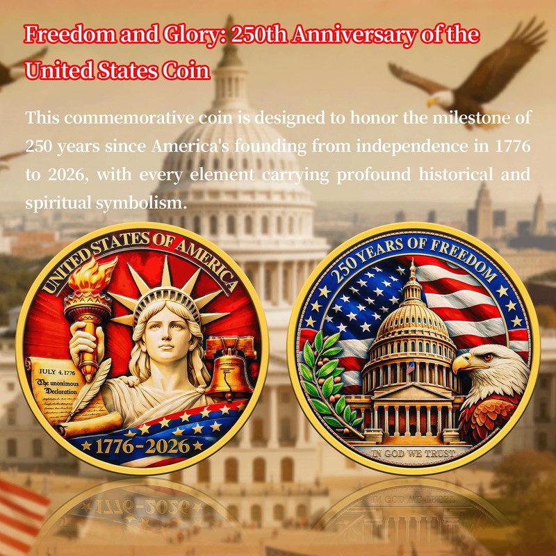 20Pcs USA 250th Anniversary Challenge Coin – High Relief Eagle