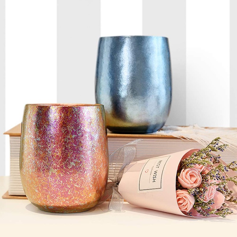 Wine Tumbler,8 oz Titanium Wine Tumbler,Insulated Double Wall Titanium Travel