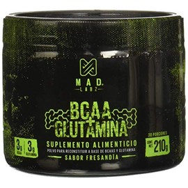 Bcaa + Glutmamina, Mad Labz, 30 servicios, 210 g, 7 g porcion, Ratio 2:1:1