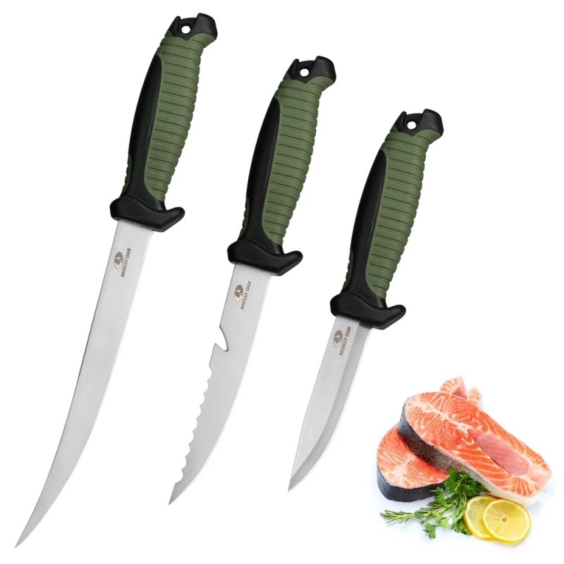 MOSSY OAK 3-Piece Fishing Fillet Knife Set Bait Knife for